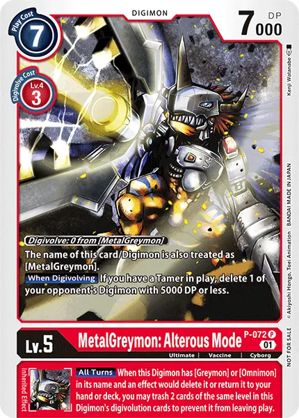 Digimon TCG Card P-072 MetalGreymon: Alterous Mode