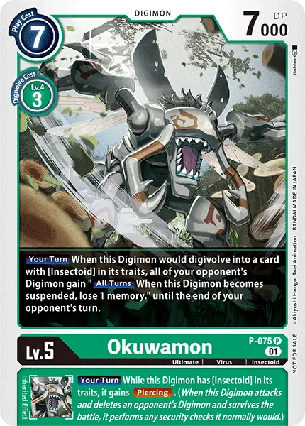 Digimon TCG Card 'P-075' 'Okuwamon'