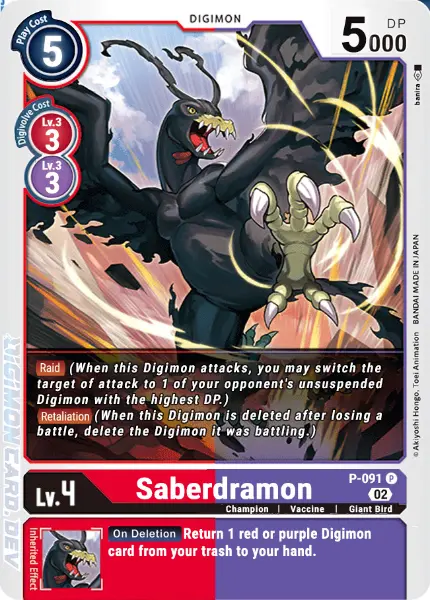 Digimon TCG Card 'P-091' 'Saberdramon'
