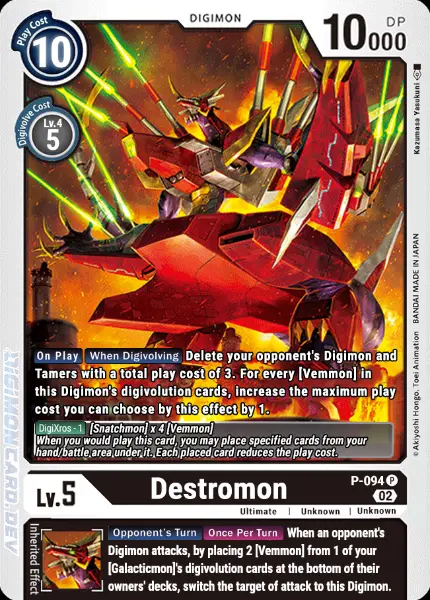 Digimon TCG Card 'P-094' 'Destromon'