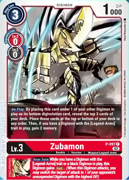 Digimon TCG Card 'P-097' 'Zubamon'