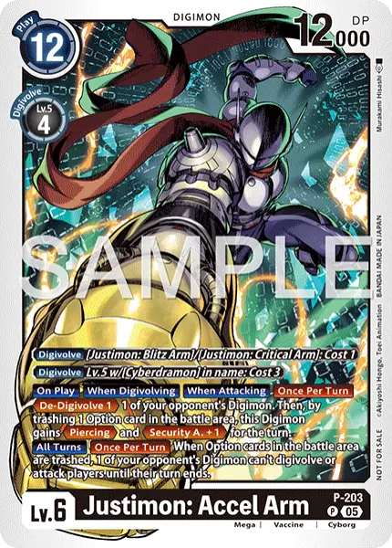 Digimon TCG Card 'P-203' 'Justimon: Accel Arm'