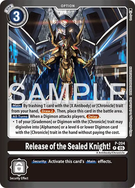 Digimon TCG Card P-204_P2 Release of the Sealed Knight!