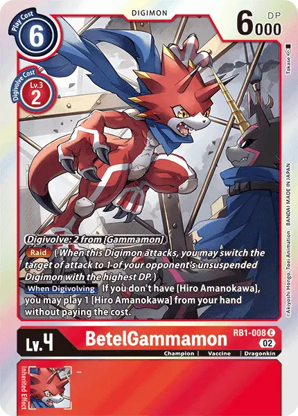 Digimon TCG Card 'RB1-008' 'BetelGammamon'