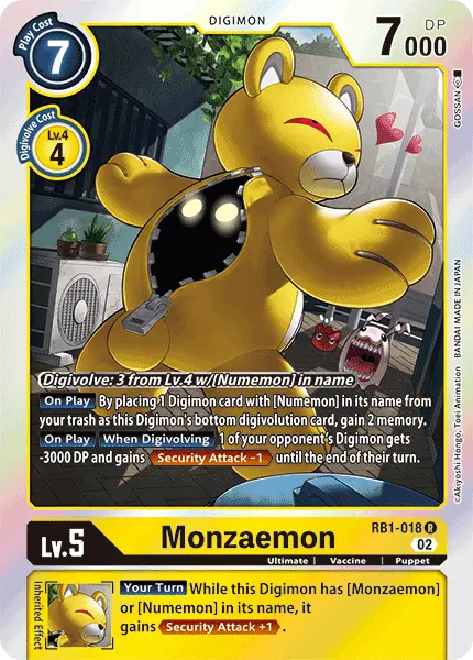 Digimon TCG Card RB1-018 Monzaemon
