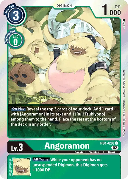 Digimon TCG Card RB1-020 Angoramon