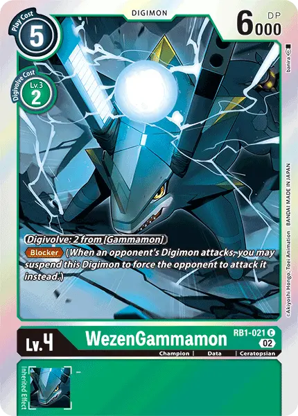 Digimon TCG Card 'RB1-021' 'WezenGammamon'