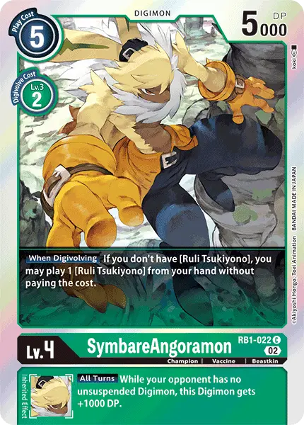 Digimon TCG Card RB1-022 SymbareAngoramon