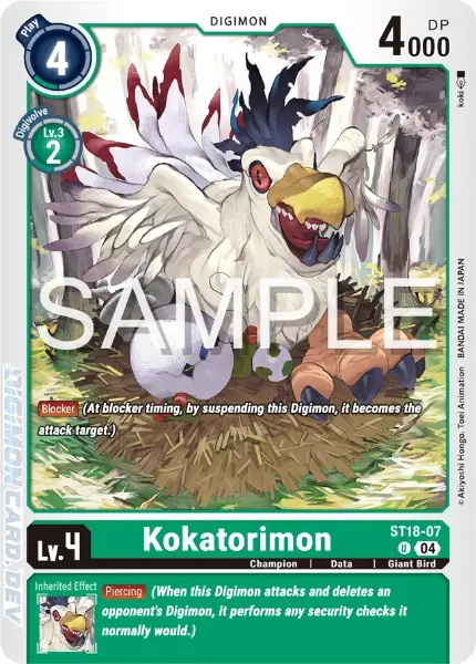 Digimon TCG Card ST18-07 Kokatorimon