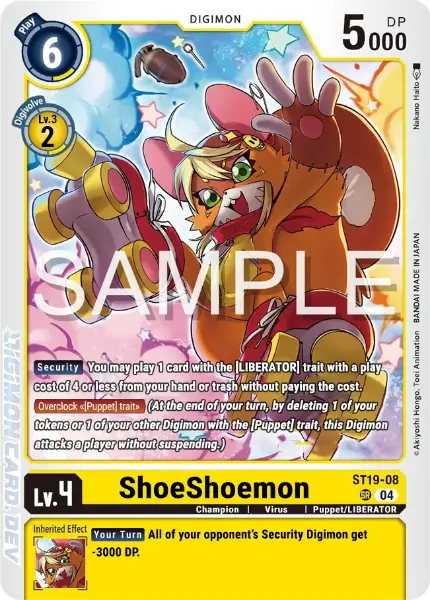 Digimon TCG Card 'ST19-008' 'ShoeShoemon'