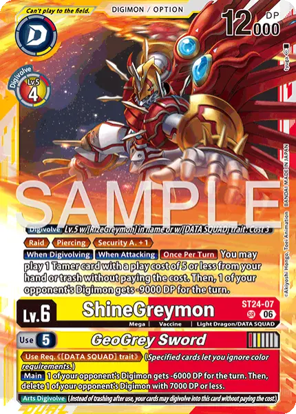 Digimon TCG Card 'ST24-007' 'ShineGreymon GeoGrey Sword'